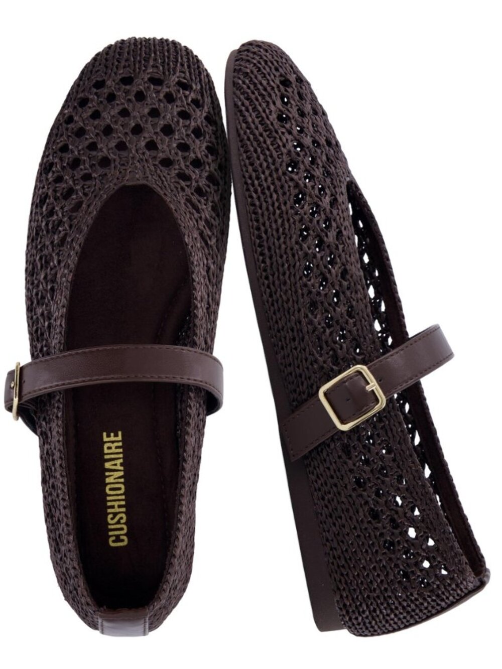Graff Mary Jane Shoes for Women, Woven Ballet Flats with Adjustable Buckle